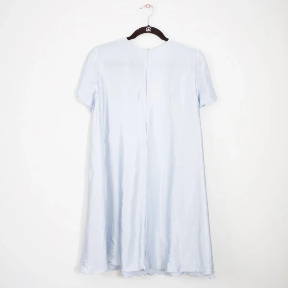 Satin Mini Dress Medium w/ Pockets Banana Republic Aurelia Light Blue - Picture 5 of 8